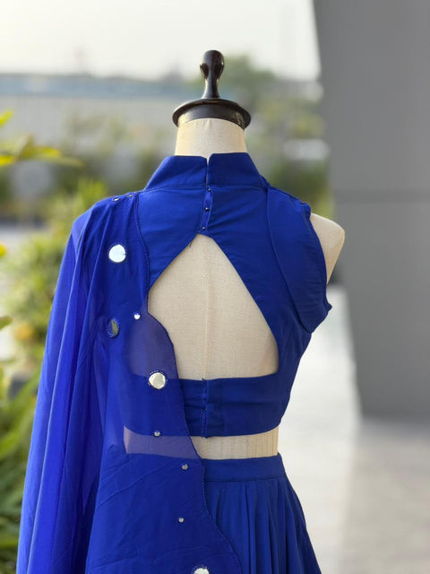 Blue kodi work lehenga