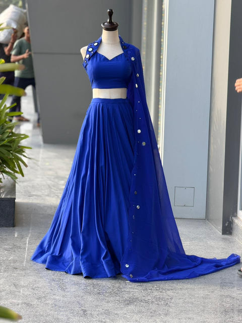 Blue kodi work lehenga