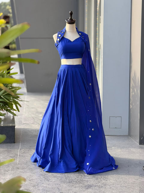 Blue kodi work lehenga