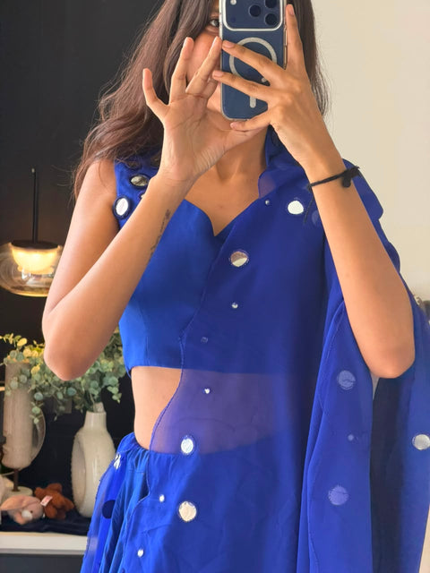 Blue kodi work lehenga