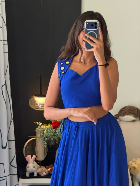Blue kodi work lehenga