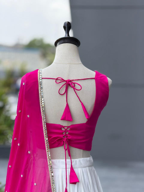 Pink kodi work lehenga
