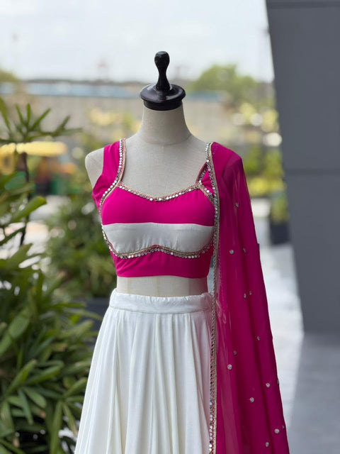 Pink kodi work lehenga