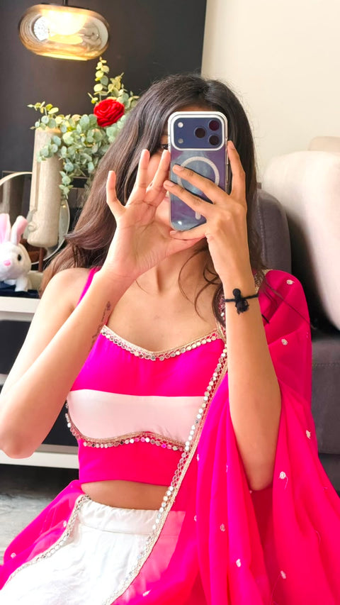Pink kodi work lehenga