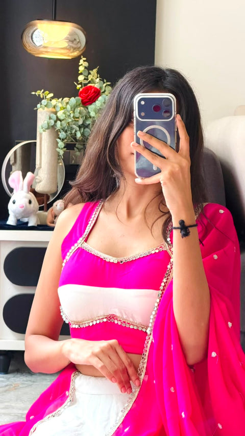 Pink kodi work lehenga