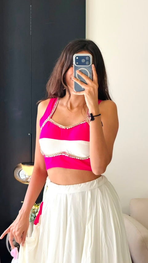 Pink kodi work lehenga