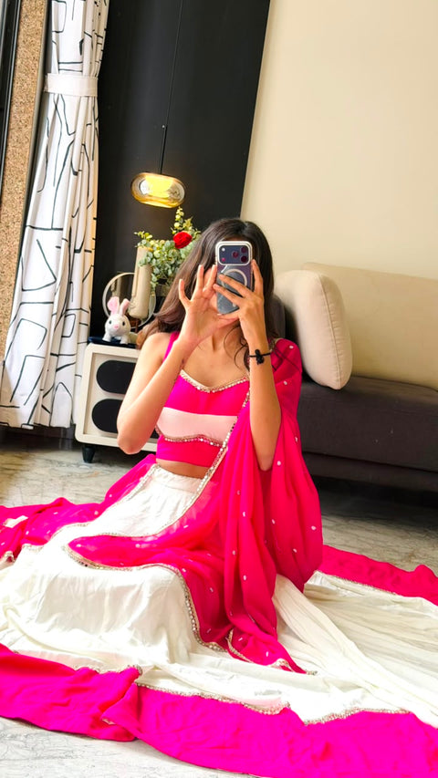 Pink kodi work lehenga