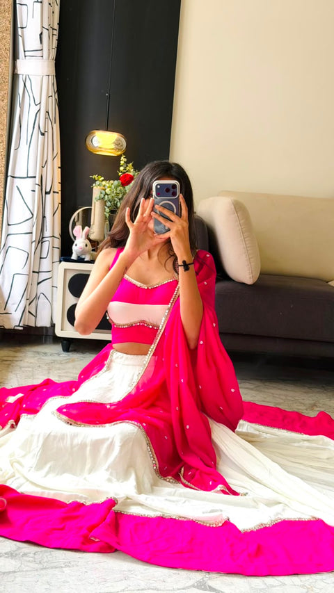 Pink kodi work lehenga