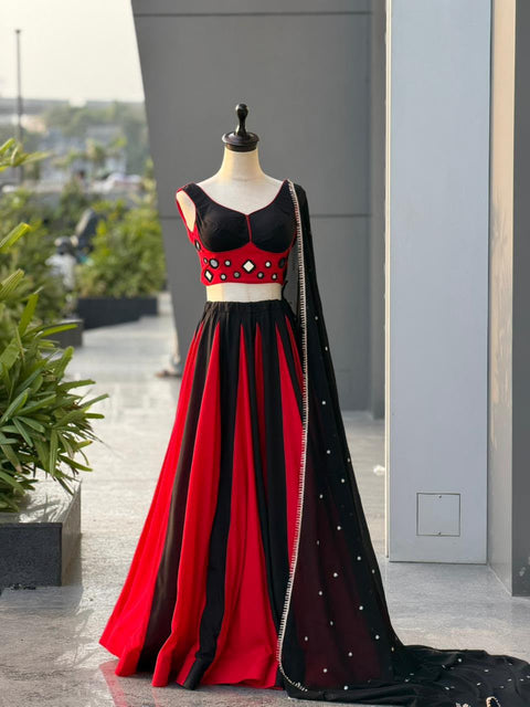 Crimson kodi work lehenga