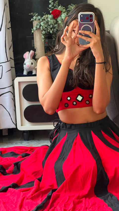 Crimson kodi work lehenga
