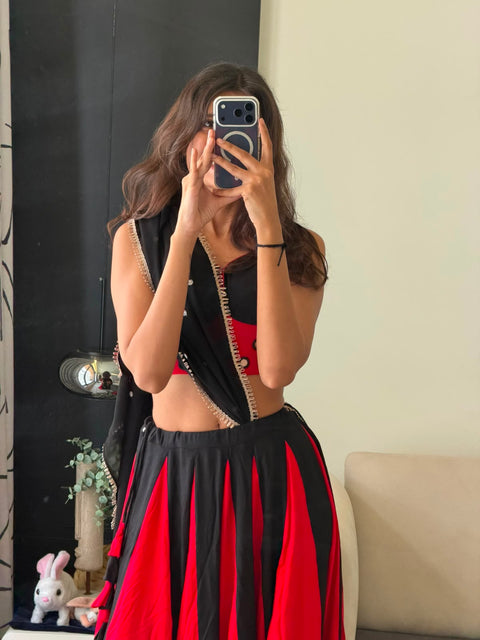Crimson kodi work lehenga