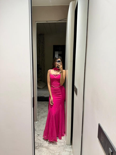 Pink fish cut lehenga