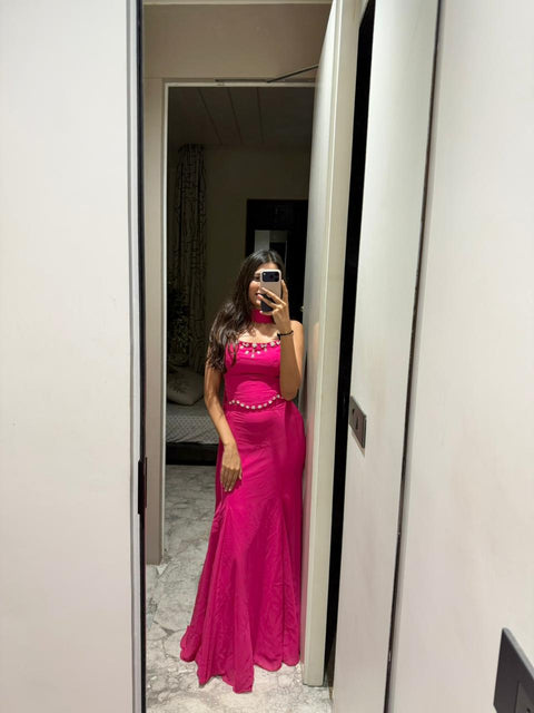 Pink fish cut lehenga
