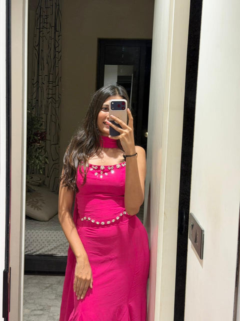 Pink fish cut lehenga