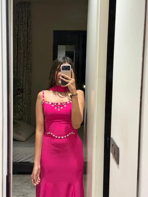 Pink fish cut lehenga