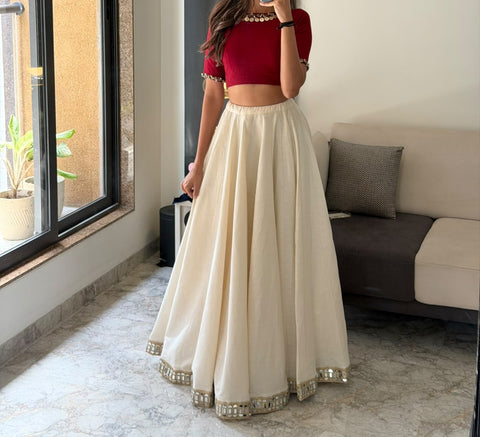 Maroon & Cream Navratri Lehnga