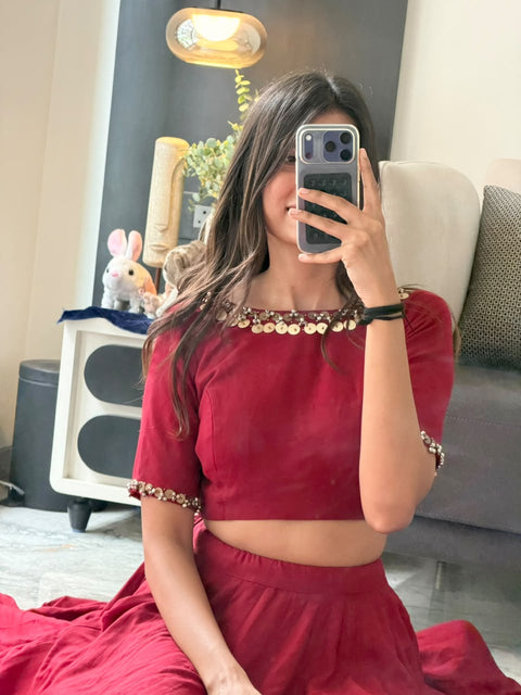 Maroon Navratri Lehnga