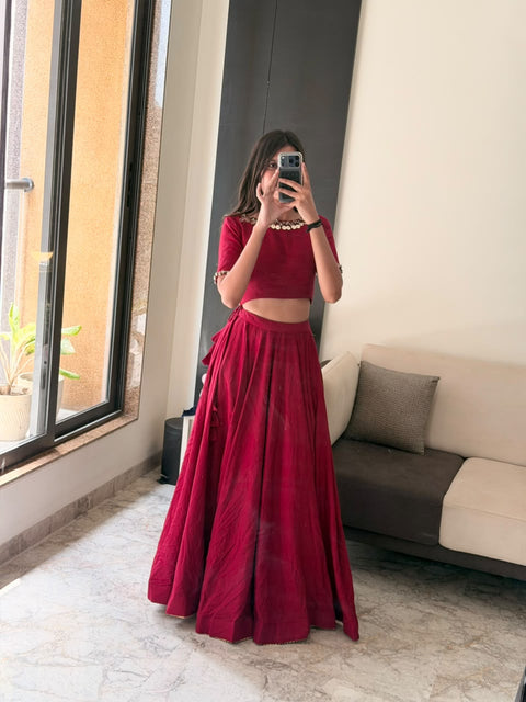Maroon Navratri Lehnga