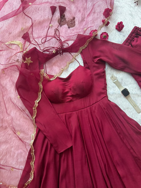 Burgundy Elegance Anarkali