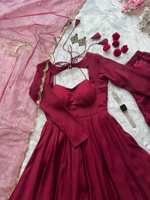 Burgundy Elegance Anarkali