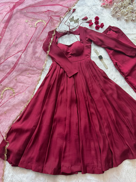Burgundy Elegance Anarkali