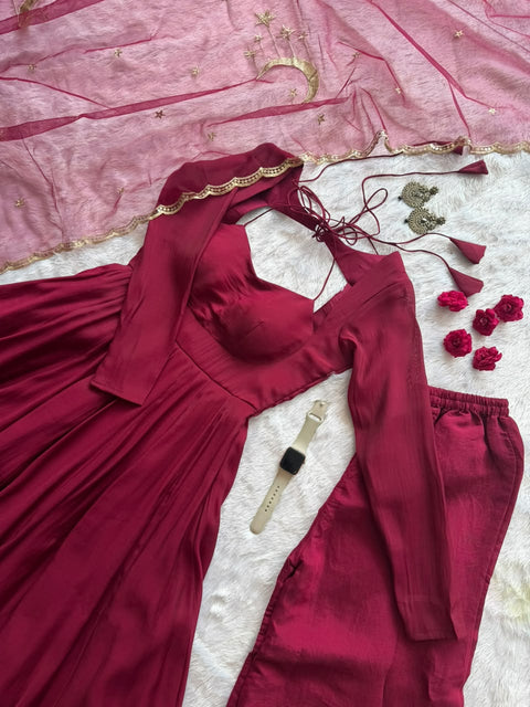 Burgundy Elegance Anarkali
