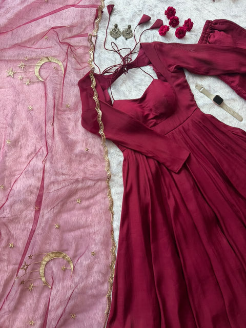 Burgundy Elegance Anarkali