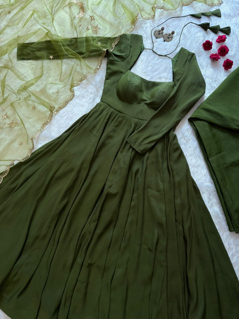 Enchanted Olive Anarkali