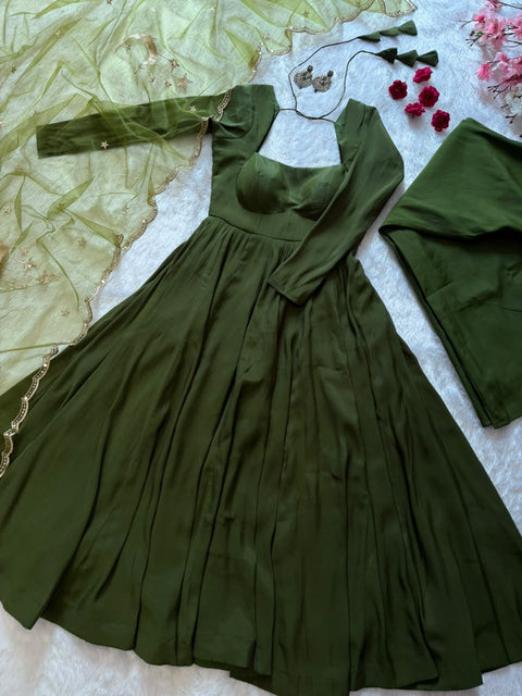 Enchanted Olive Anarkali