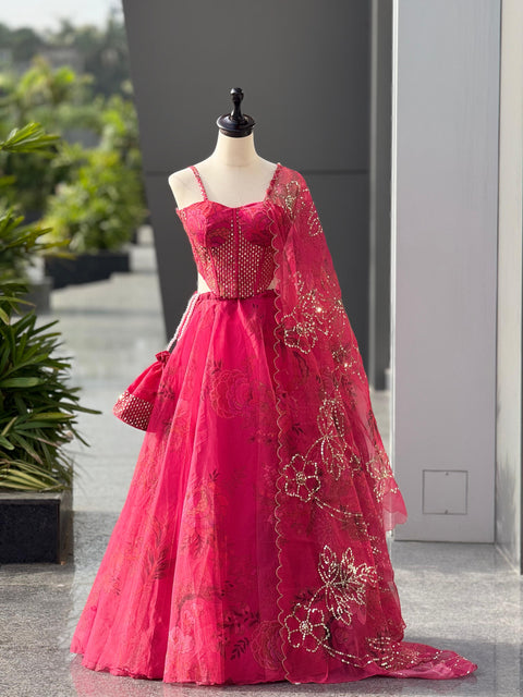 Girlish pink Fairy full flair lehnga set