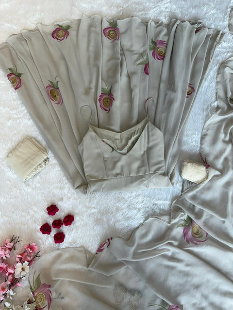 Floral handprint anarkali