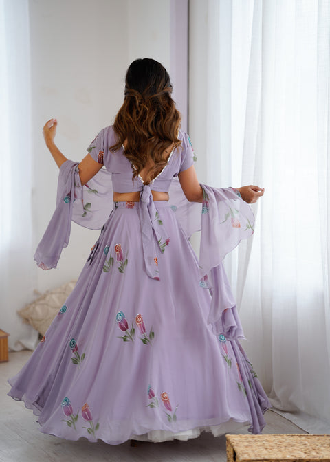 Madhubala hand-painted Lehnga-choli