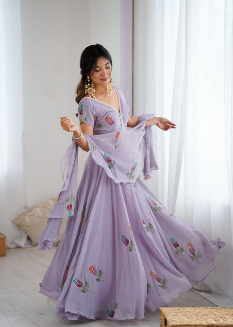 Madhubala hand-painted Lehnga-choli
