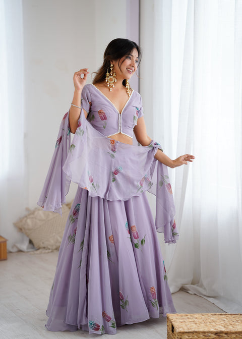 Madhubala hand-painted Lehnga-choli