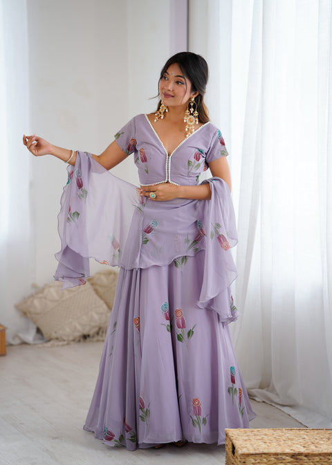 Madhubala hand-painted Lehnga-choli