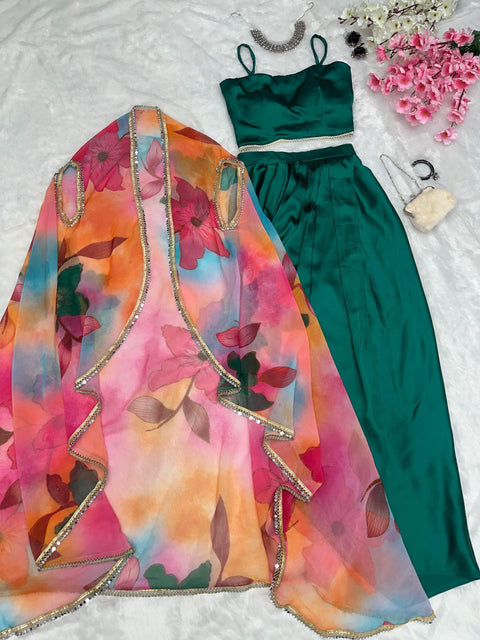 Drape style skirt and blouse with cape
