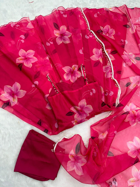 Pink strappy Anarkali set