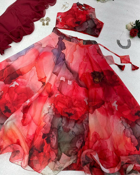 Red LEHENGA choli LOVE😍❤️