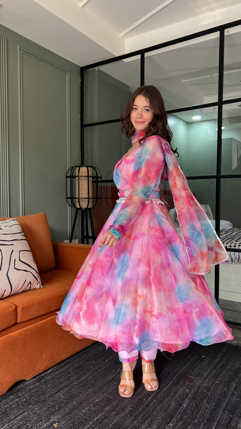 Pink organza suit