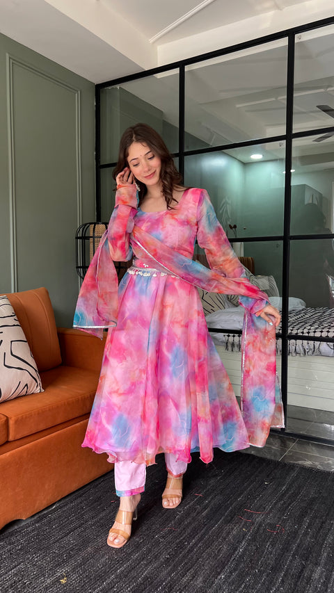 Pink organza suit