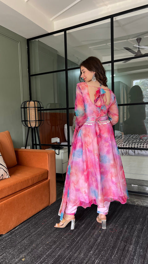Pink organza suit